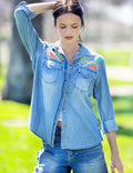 Women's Denim Embroidered Shirt