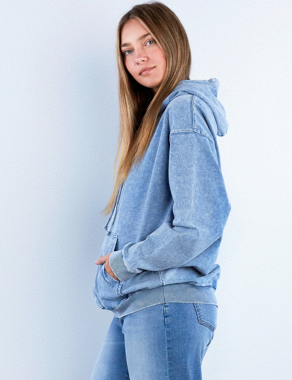 Knit Denim Sweatshirt