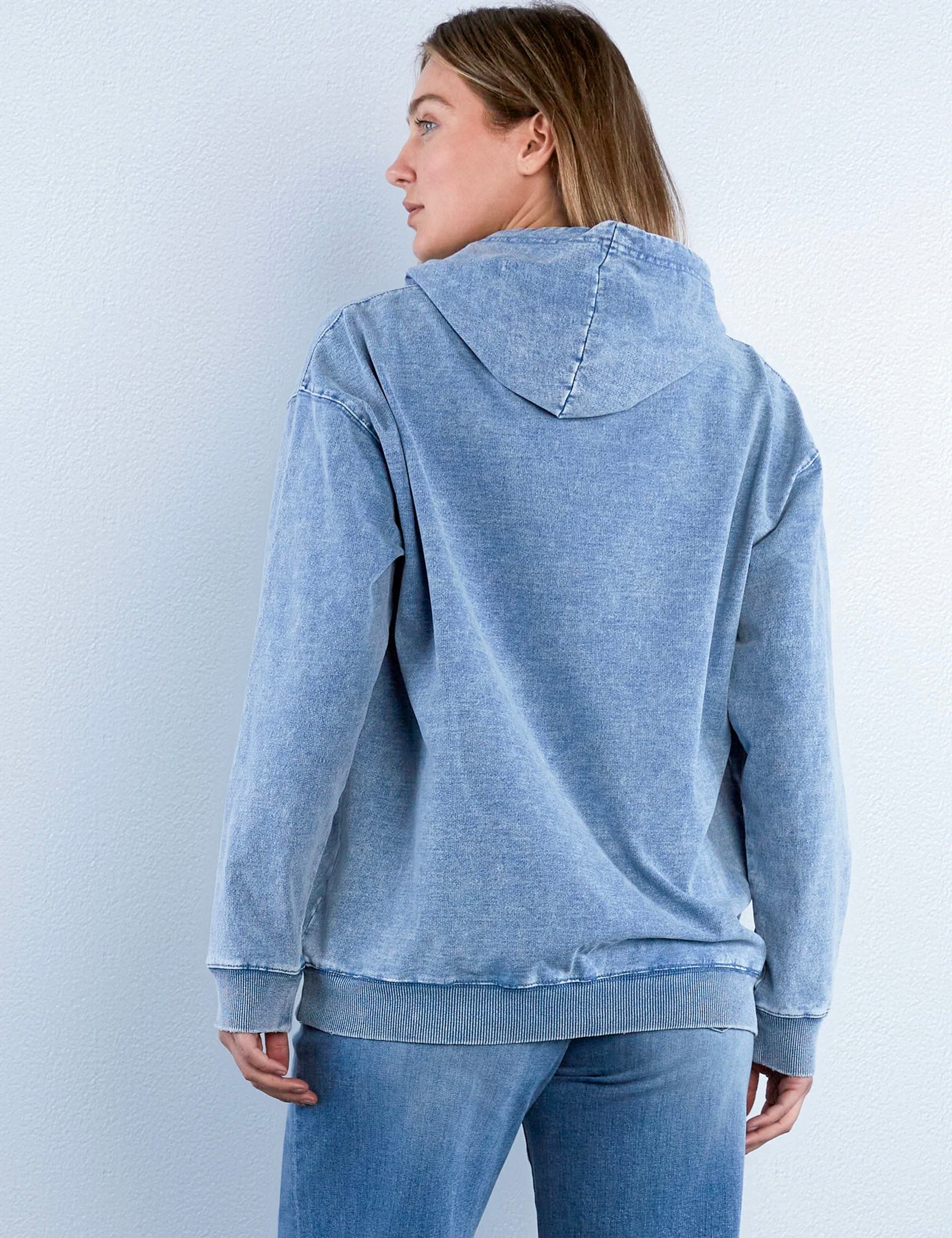 Knit Denim Sweatshirt