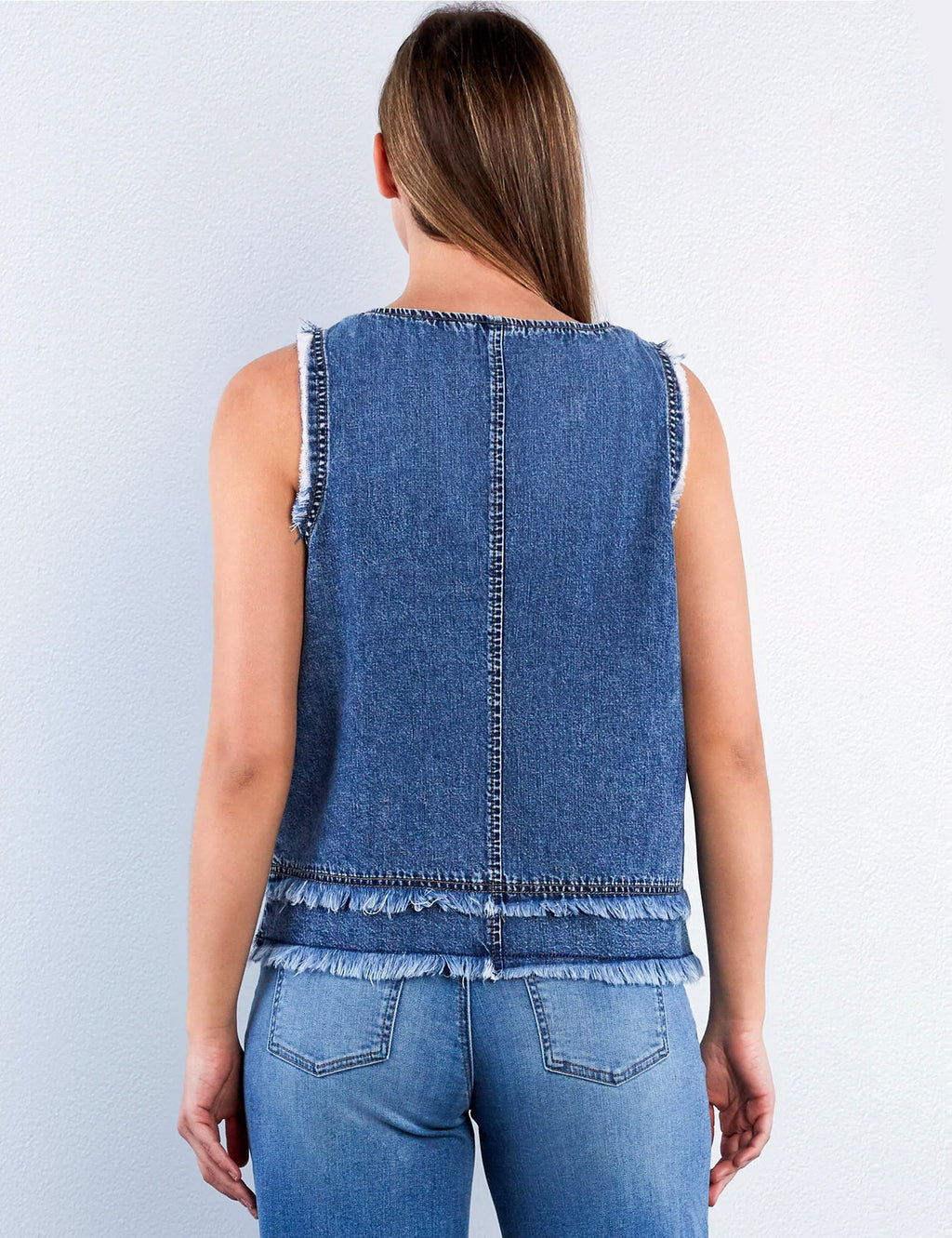 Fray Layered Denim Top