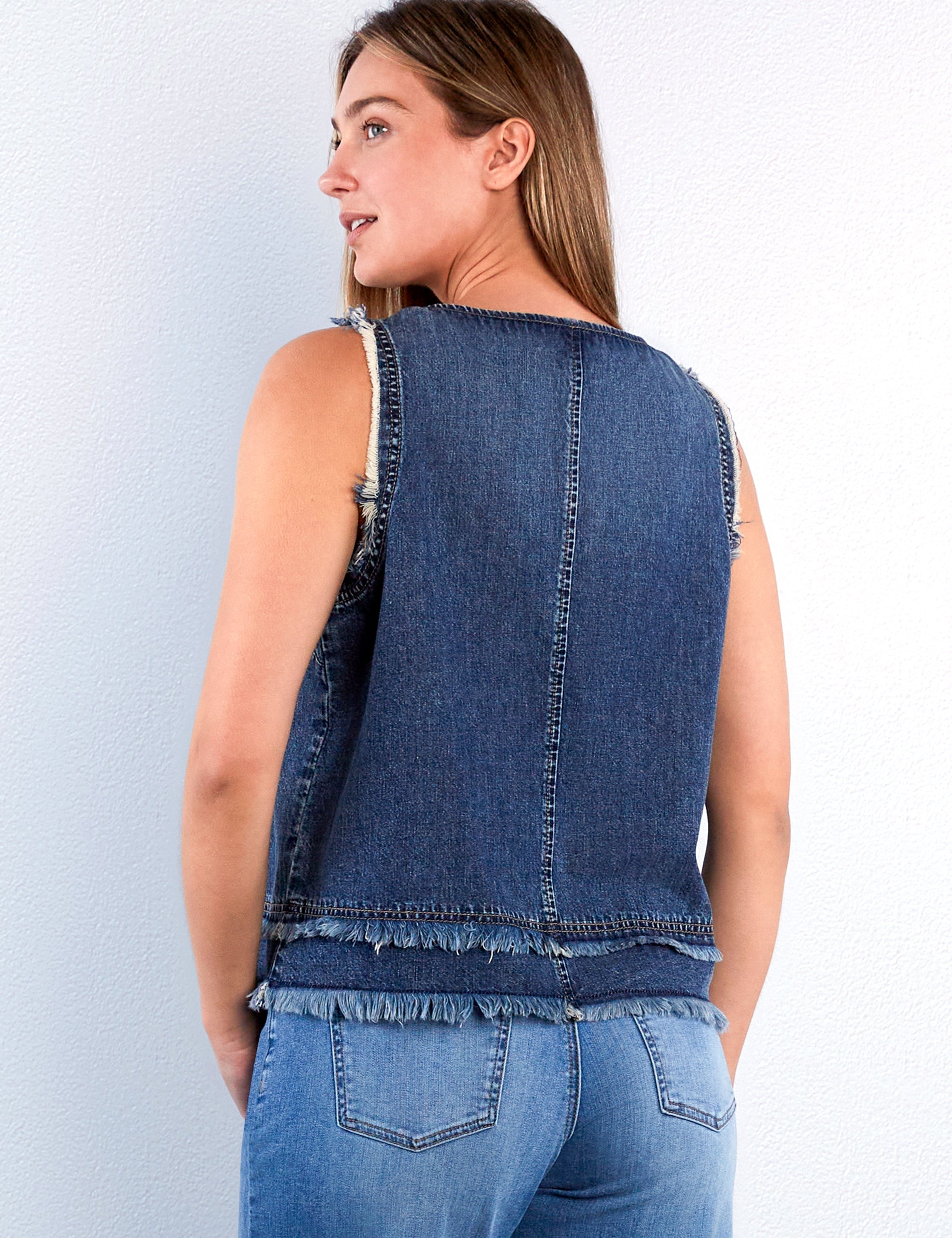 Fray Layered Denim Top
